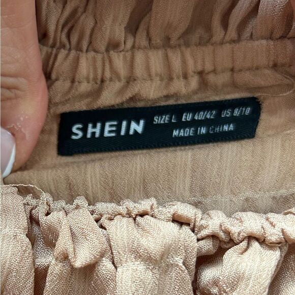 SHEIN Tan Pants and Off Shoulder Crop Top Set Size Large - Picture 7 of 14